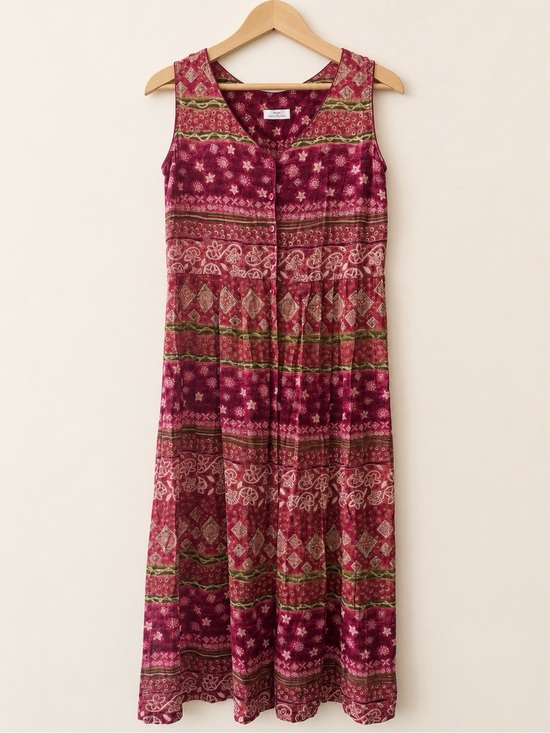 St Michael Dresses & Skirts - Vintage St. Michael Marks & Spencer Berry Boho Button-Front Maxi Dress Large